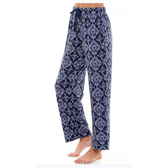 Croft & Barrow Women's Wisperluxe Pajama Full Length Pants Navy Blue & Lilac - Picture 1 of 5
